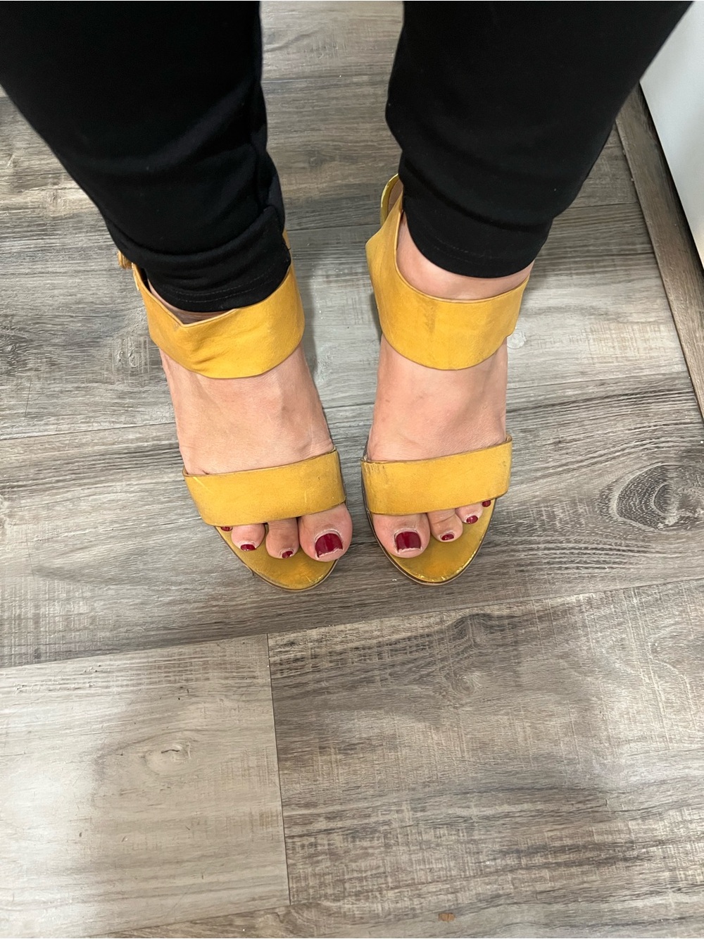 Women’s Yellow Two-Strap Open-Toe Sandals